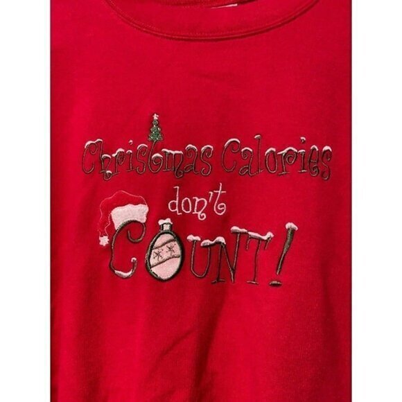 Christmas Calories Don't Count Red Holiday Sweater‎ Large - Picture 2 of 4